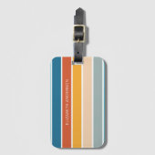 Moderne Retro Sunset Stripes gepersonaliseerd Bagagelabel (Voorkant (verticaal))