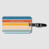 Moderne Retro Sunset Stripes gepersonaliseerd Bagagelabel (Voorkant (horizontaal))