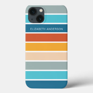 Moderne Retro Sunset Stripes gepersonaliseerd Case-Mate iPhone Case