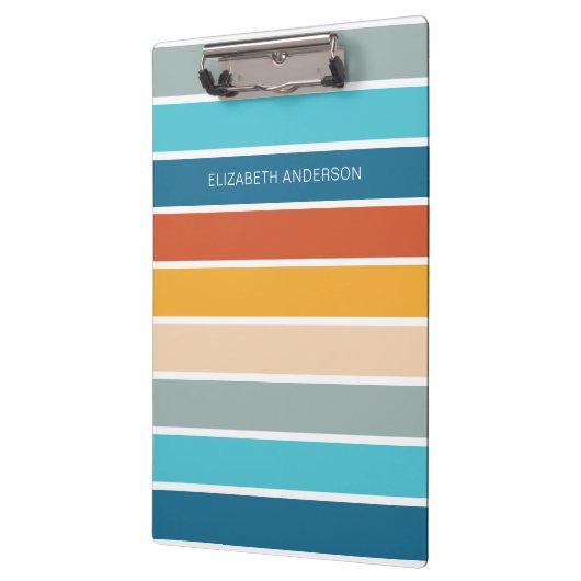 Moderne Retro Sunset Stripes gepersonaliseerd Klembord (Links)