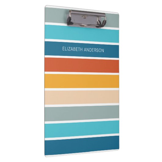 Moderne Retro Sunset Stripes gepersonaliseerd Klembord (Rechts)