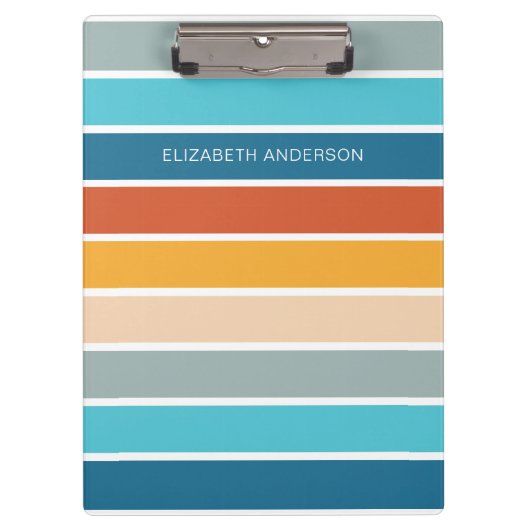 Moderne Retro Sunset Stripes gepersonaliseerd Klembord (Voorkant)