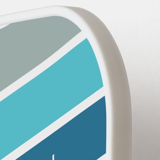 Moderne Retro Sunset Stripes gepersonaliseerd Pickleball Paddle (Links Detail)