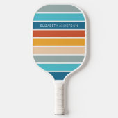 Moderne Retro Sunset Stripes gepersonaliseerd Pickleball Paddle (Voorkant)