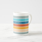 Moderne Retro Sunset Stripes gepersonaliseerd Porselein Kop (Voorkant rechts)