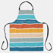 Moderne Retro Sunset Stripes gepersonaliseerd Schort (Voorkant)
