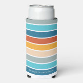 Moderne Retro Sunset Stripes gepersonaliseerd Seltzer Blikjeskoeler (Seltzer Voorkant)