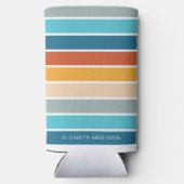 Moderne Retro Sunset Stripes gepersonaliseerd Seltzer Blikjeskoeler (Achterkant)