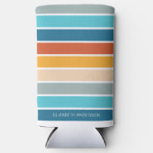 Moderne Retro Sunset Stripes gepersonaliseerd Seltzer Blikjeskoeler (Voorkant)