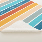Moderne Retro Sunset Stripes gepersonaliseerd Sherpa Deken (3/4)