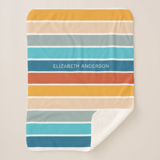 Moderne Retro Sunset Stripes gepersonaliseerd Sherpa Deken (Voorkant)