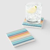 Moderne Retro Sunset Stripes gepersonaliseerd Stenen Onderzetter (Zijkant)