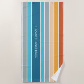 Moderne Retro Sunset Stripes gepersonaliseerd Strandlaken (Voorkant)