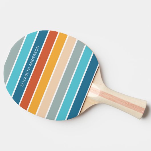 Moderne Retro Sunset Stripes gepersonaliseerd Tafeltennisbatje (Zijkant)