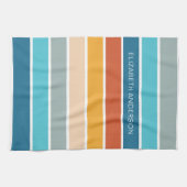 Moderne Retro Sunset Stripes gepersonaliseerd Theedoek (Horizontaal)