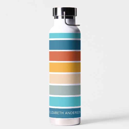 Moderne Retro Sunset Stripes gepersonaliseerd Waterfles (Links)