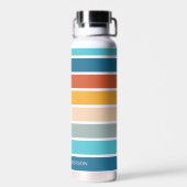 Moderne Retro Sunset Stripes gepersonaliseerd Waterfles (Achterkant)