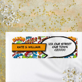 Moderne Retro Superhelden Stripboek Retouradres Etiket