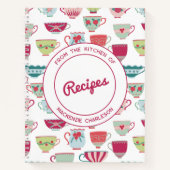 Moderne Retro Teacup Patroon Gepersonaliseerde Rec Notitieboek (Voorkant)