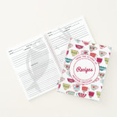 Moderne Retro Teacup Patroon Gepersonaliseerde Rec Notitieboek (Binnen)