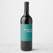 Moderne Retro | Theelauw Bruiloft Wijnlabel Wijn Etiket (Voorkant)