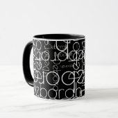 Moderne Retro Thin Font Typografie b&w Mok (Voorkant links)