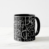 Moderne Retro Thin Font Typografie b&w Mok (Voorkant rechts)