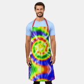 Moderne Retro Tie Dye Rood Groen Geel Schort (Gedragen)