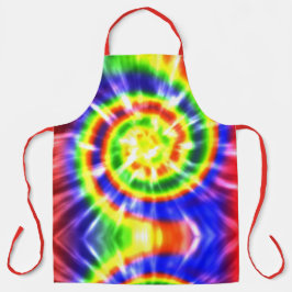 Moderne Retro Tie Dye Rood Groen Geel Schort