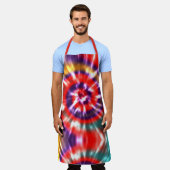 Moderne Retro Tie Dye Rood Turquoise Geel Schort (Gedragen)