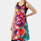 Moderne Retro Tie Dye Rood Turquoise Geel Schort (Insitu)