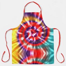 Moderne Retro Tie Dye Rood Turquoise Geel Schort