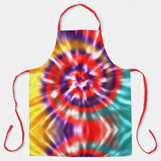 Moderne Retro Tie Dye Rood Turquoise Geel Schort (Voorkant)