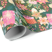 Moderne retro trendy groene kerstvakantie cadeaupapier (Rol Hoek)