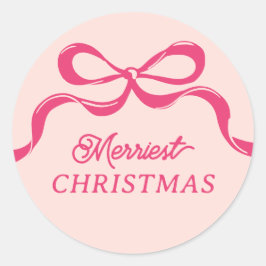 Moderne Retro Trendy Kerst Roze Bogen Vakantie Ronde Sticker