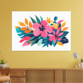 Moderne retro tropische flora 01 canvas afdruk (Insitu (Woonkamer))