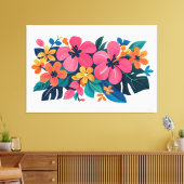 Moderne retro tropische flora 02 canvas afdruk (Insitu (Woonkamer))