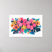 Moderne retro tropische flora 02 canvas afdruk (Voorkant)