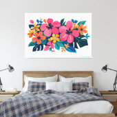 Moderne retro tropische flora 02 canvas afdruk (Insitu (Slaapkamer))