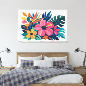 Moderne retro tropische flora 03 canvas afdruk (Insitu (Slaapkamer))