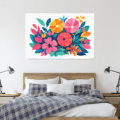 Moderne retro tropische flora 04 canvas afdruk (Insitu (Slaapkamer))
