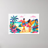 Moderne retro tropische surf 01 canvas afdruk (Voorkant)