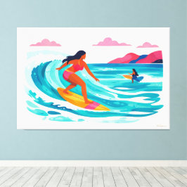 Moderne retro tropische surf 02 canvas afdruk