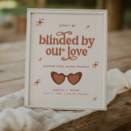 Moderne Retro Trouwzonnebril Favor Teken Poster