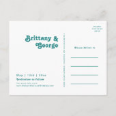 Moderne Retro | Turquoise Foto Save the Date Uitnodiging Briefkaart (Achterkant)