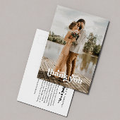 Moderne Retro Typografie 2-foto bruiloft Dank u Briefkaart