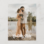 Moderne Retro Typografie 2-foto bruiloft Dank u Briefkaart (Voorkant)