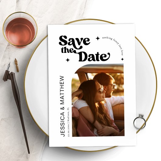 Moderne Retro Typografie Arch Foto Opslaan De Datu Save The Date
