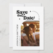 Moderne Retro Typografie Boog Foto Save The Date (Voorkant)