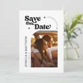 Moderne Retro Typografie Boog Foto Save The Date (Staand voorkant)